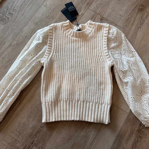 Rails Sweaters - NWT Rails Dhalia Ivory Sweater with Eyelet Sleeves